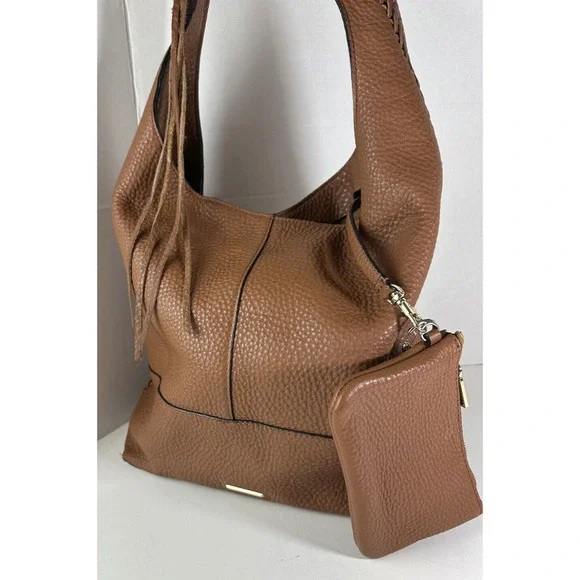 Rebecca Minkoff Leather Unlined Slouchy Hobo With Whipstitch Almond Bag Tassel - Picture 9 of 12